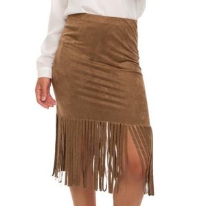 High waist suede fringe skirt